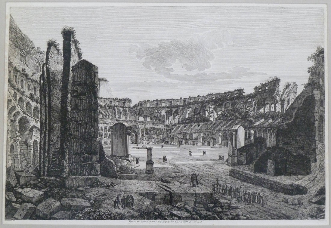 Piranesi (18th Cent. Italian) ''Veduta del Grand'' R: Piranesi or Rossini (18th Cent. Italian) ''Veduta del Grand'' Rome 1823 Architectural Engraving - 17 5/8''x25 7/8'' Plate Size