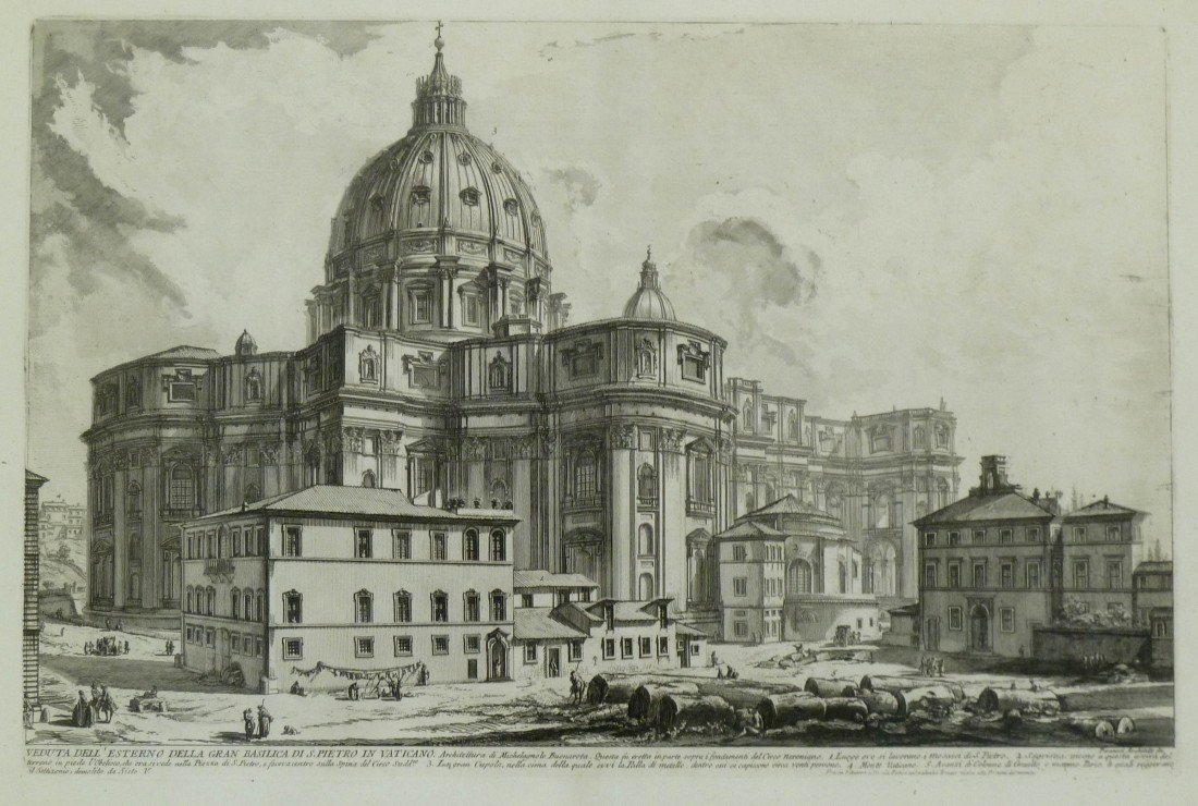 Giovanni Piranesi (1720-1778 Italy) ''Veduta dell Es: Giovanni Piranesi (1720-1778 Italy) ''Veduta dell Esterno'' Architectural Engraving - 15 3/4''x23 3/4'' Plate Size