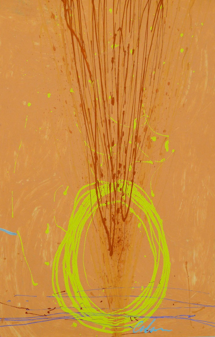 Dale Chihuly (b.1941 WA) Untitled Orange Basket Ac: Dale Chihuly (b.1941 WA) Untitled Orange Basket Acrylic/Textured Paper 68.5''x44.75'' - Loose, Unframed