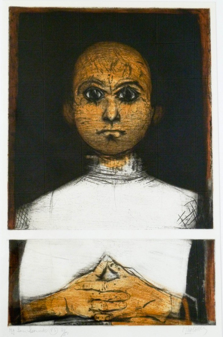 Mauricio L. Lasansky (b.1914 Iowa) ''My Son Leonar: Mauricio L. Lasansky (b.1914 Iowa) ''My Son Leonardo (FS)'' Pencil Signed & Numbered 21/50 Color Aquatint Etching 27''x17.5''