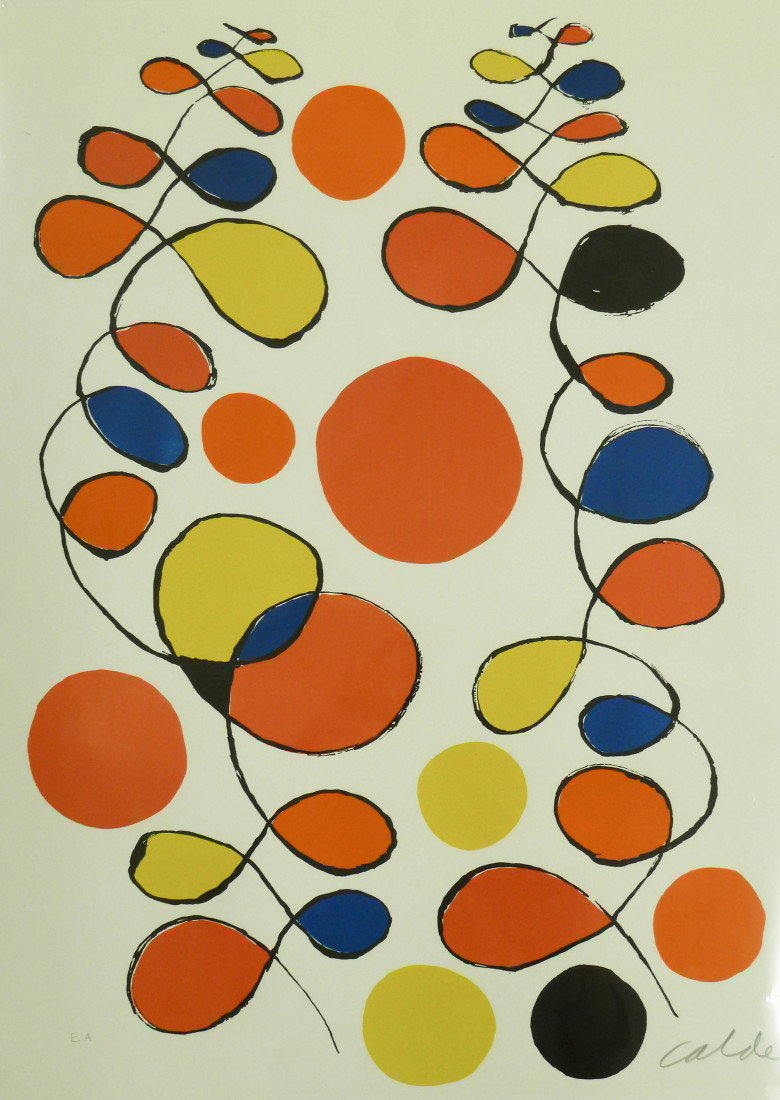Alexander Calder (1898-1976 NY/France) ''Spring Ca: Alexander Calder (1898-1976 NY/France) ''Spring Carnival'' Pencil Signed & Lettered ''E.A.'' 5-Color Lithograph 31.75''x24'' - Loose