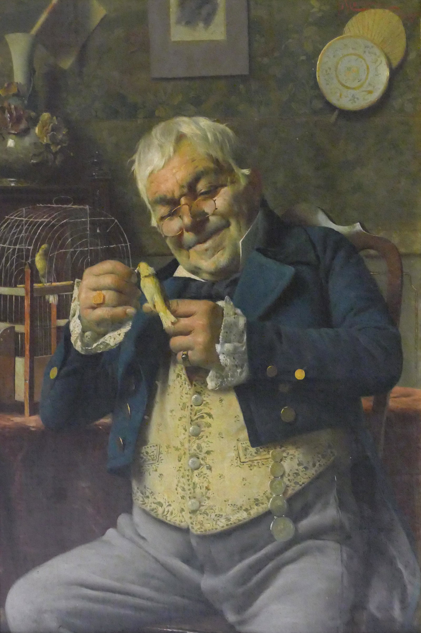 Pompeo Massani ''The Golden Parakeet'' Oil (1 of 3)