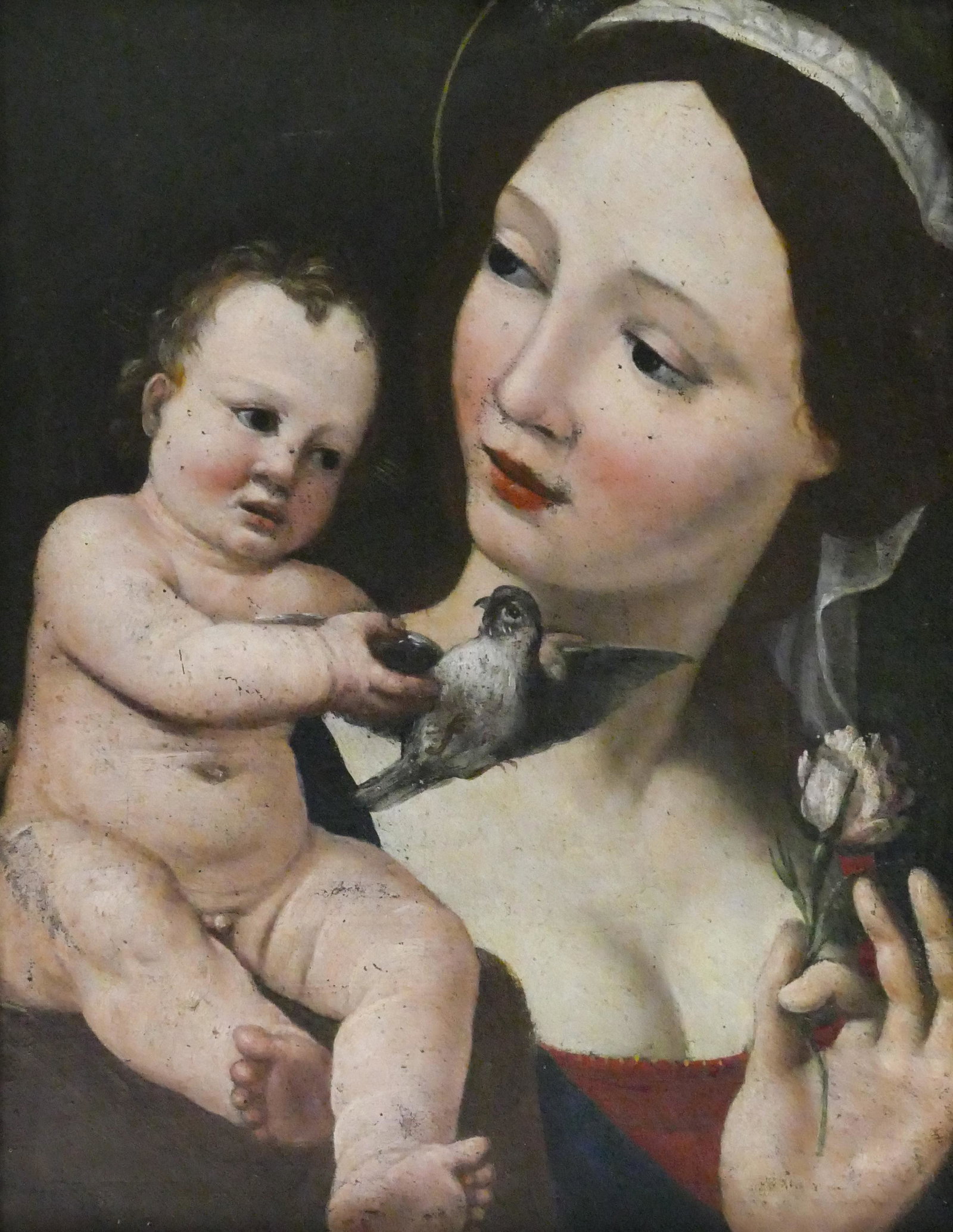 Italian School 16th Cent. Madonna with Bird Oil (1 of 4)