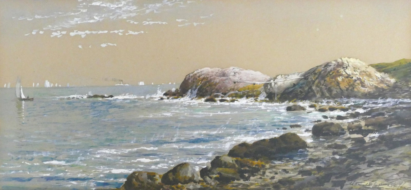 Edmund Darch Lewis ''Coastal Scene'' 1891 Watercolor (1 of 2)