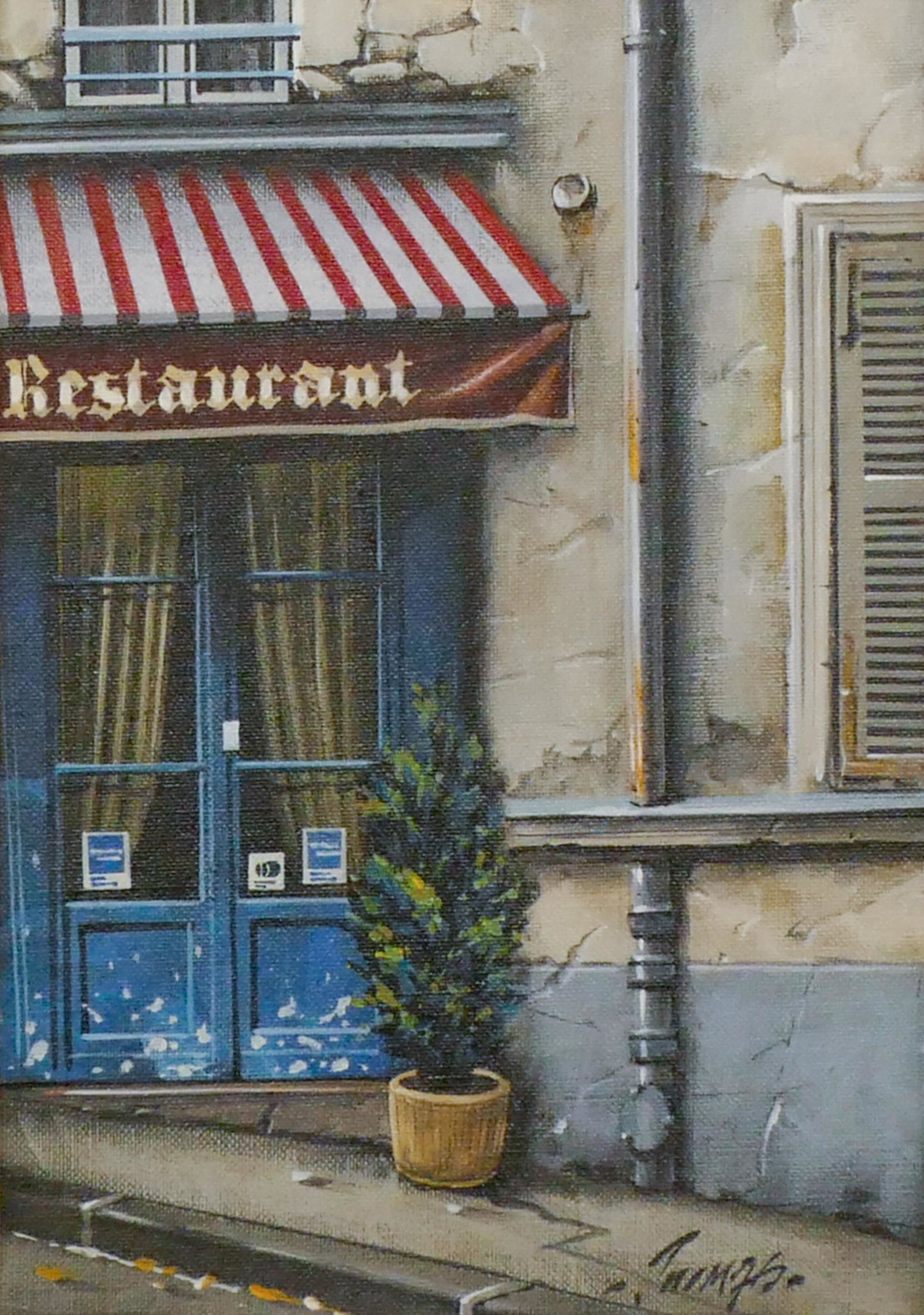 Thomas Pradzynski ''Restaurant Bleu'' 1993 Oil (1 of 2)