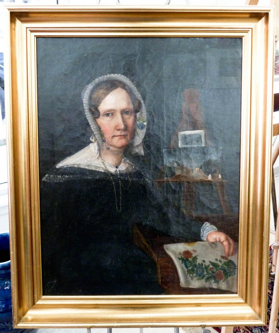 19th Cent. European Portrait Oil of Lucie Elise Her: 19th Cent. European Portrait Oil of Lucie Elise Hertz 25''x19.5'' - Dated 1825