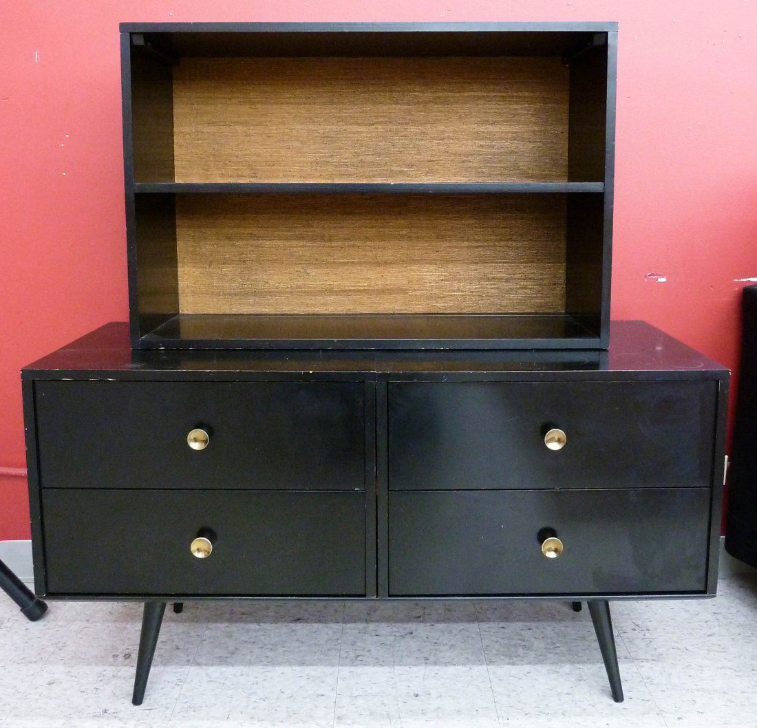 Paul McCobb for Winchendon (Planner Group) Black L: Paul McCobb for Winchendon (Planner Group) Black Laminate Modular 4-Piece China Cabinet