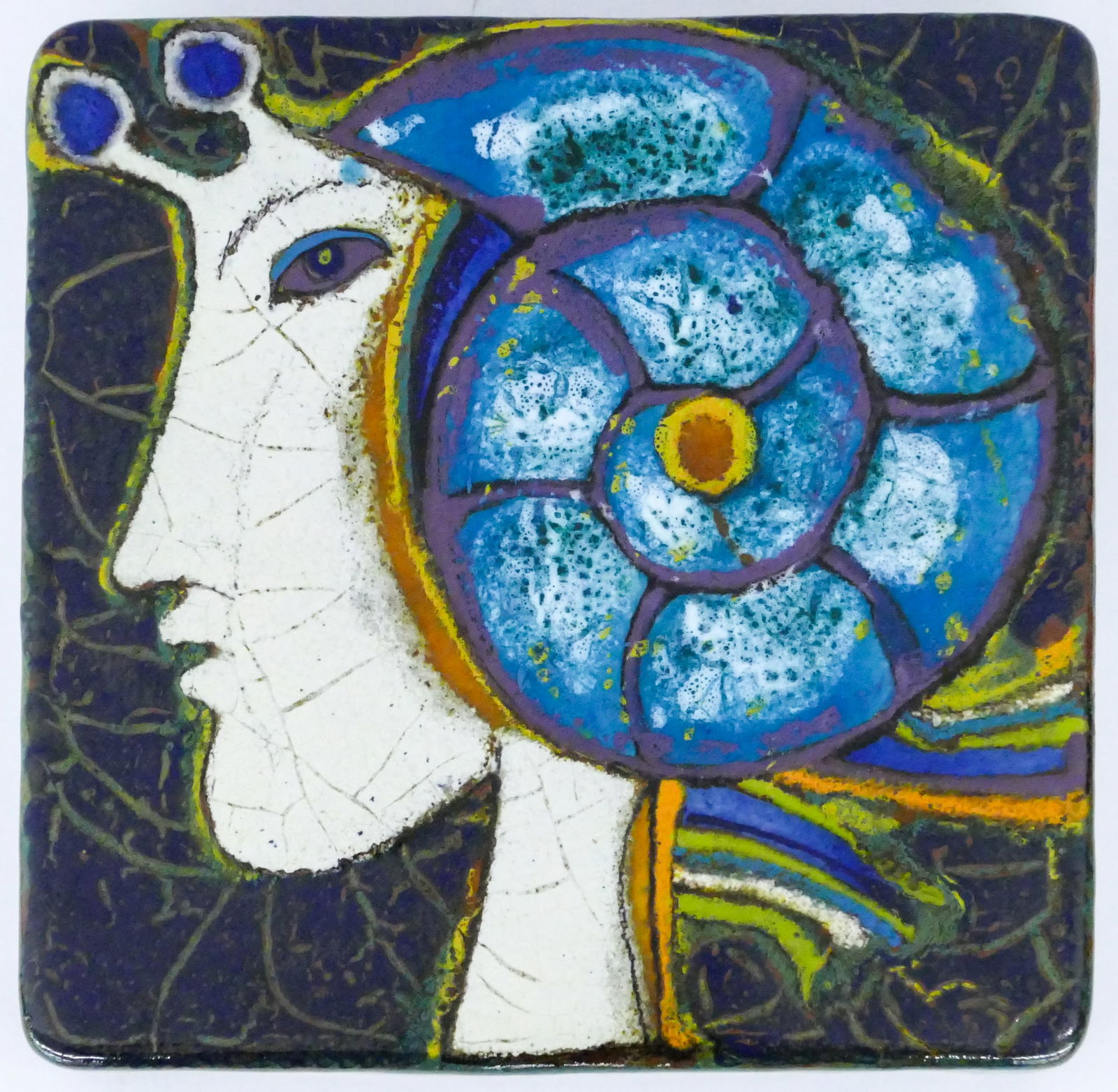 Querubim Lapa ''Women's Head'' (Snail) Ceramic Plaque (1 of 2)