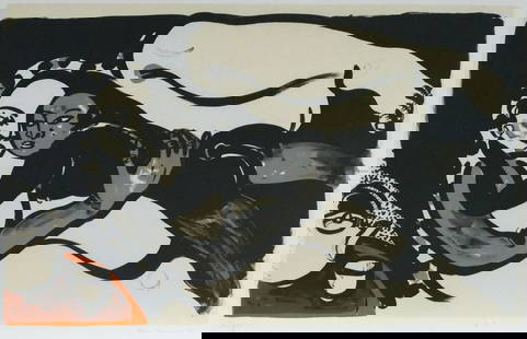 Akio Takamori ''Night'' 1996 Lithograph: Akio Takamori (1950-2017 Japanese) ''Night'' 1996 Lithograph in Colors 21''x31.5'' Sight. Pencil signed and notated ''AP'' for Artist Proof, lower margin. Gallery framed 29''x40''. Excellent condition