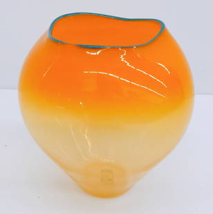 Dale Chihuly ''Mango Basket'' 2000 Blown Glass: Dale Chihuly (b.1941 Washington) ''Mango Basket'' 2000 Blown Glass 7''x6.5''. Signed on bottom with PP00 notation. Portland Press Edition comes with plexiglas display cube and shipping box. Excellent