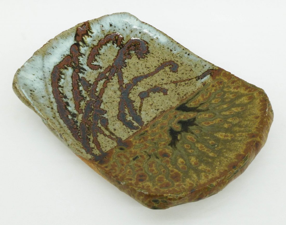 David Shaner (20th Cent. MT) Landscape Slab Tray S: David Shaner (20th Cent. MT) Landscape Slab Tray Studio Pottery 12''x8.75''. Signed with Archie Bray Foundation Stamp on Verso. Some Edge Chipping.