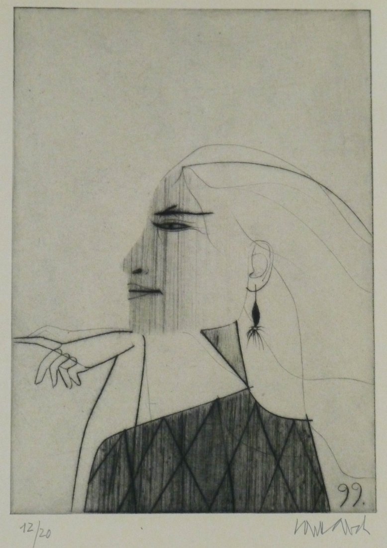 Paul Wunderlich (b.1927 German) ''Laura'' 1999 Dry: Paul Wunderlich (b.1927 German) ''Laura'' 1999 Drypoint Etching 22''x30''. Pencil Signed and Numbered 12/20.