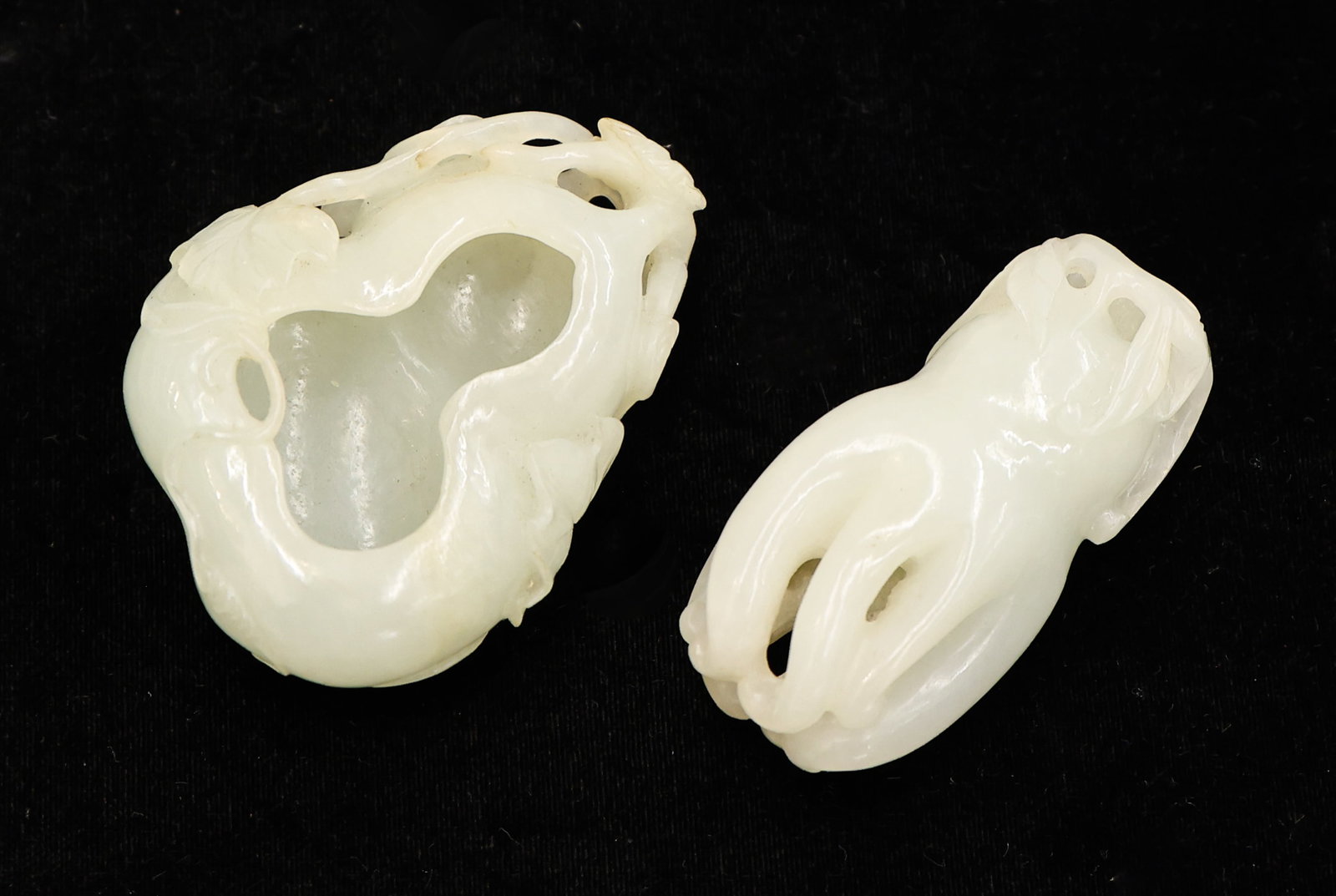 2pc Chinese Jade Gourd Brush Washer & Citron Pendant (1 of 5)