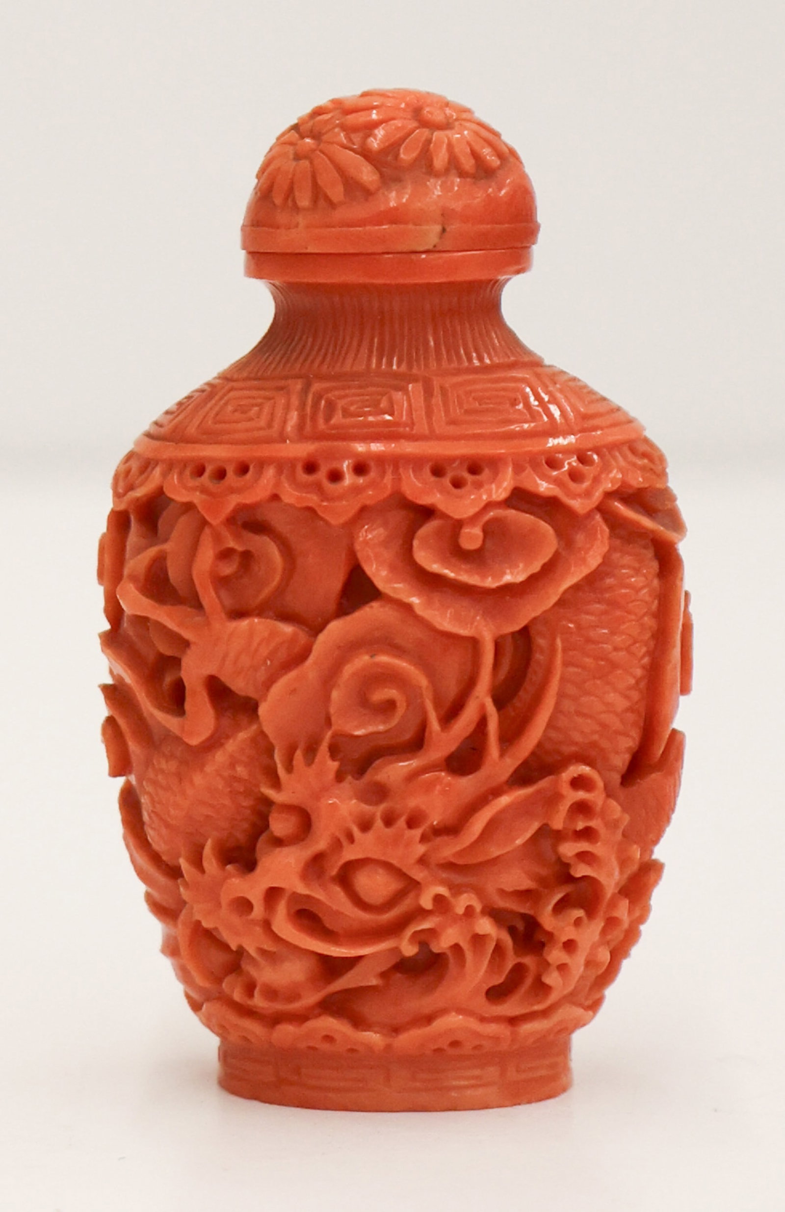 Chinese Coral Dragon and Carp Snuff Bottle (1 of 3)