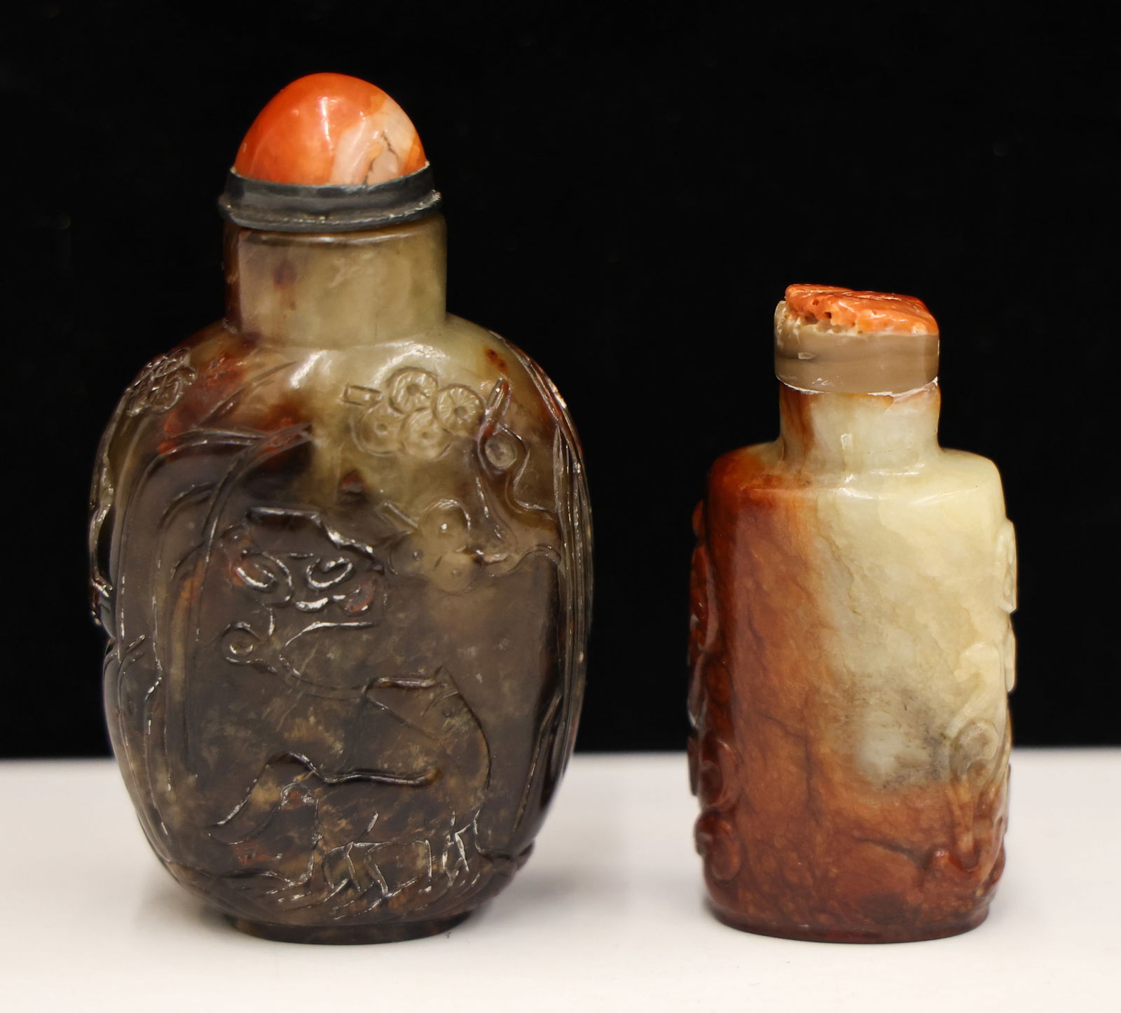 2pc Chinese Multi-Colored Jade Snuff Bottles (1 of 4)
