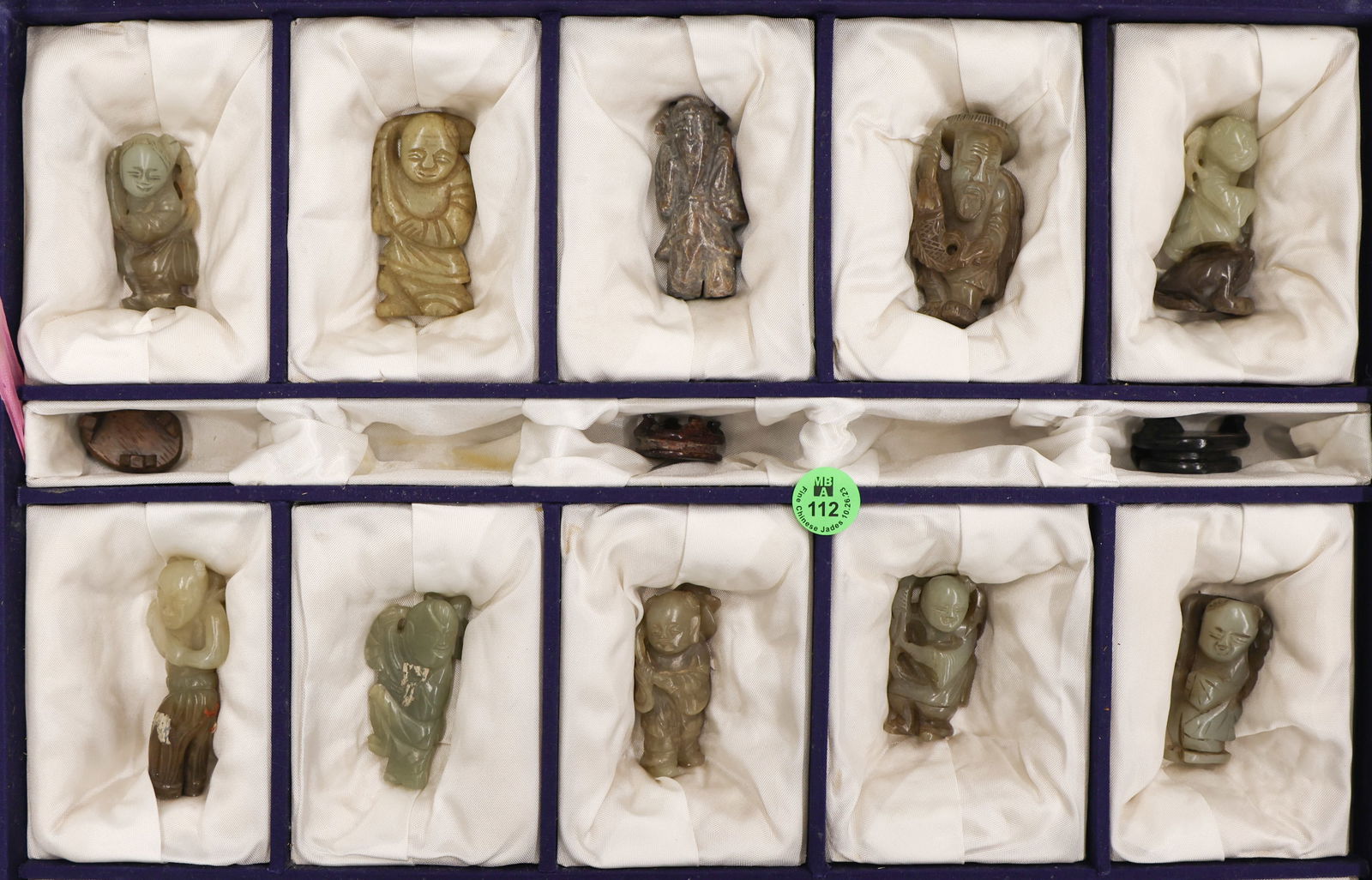 10pc Chinese Jade Standing Figure Carvings: 10pc Chinese Jade Standing Figure Carvings 2'' to 2.75''. Includes pale celadon to brown and gray figures. One fisherman with hat and elder figure. Overall excellent condition. 19th century, Qing dyna