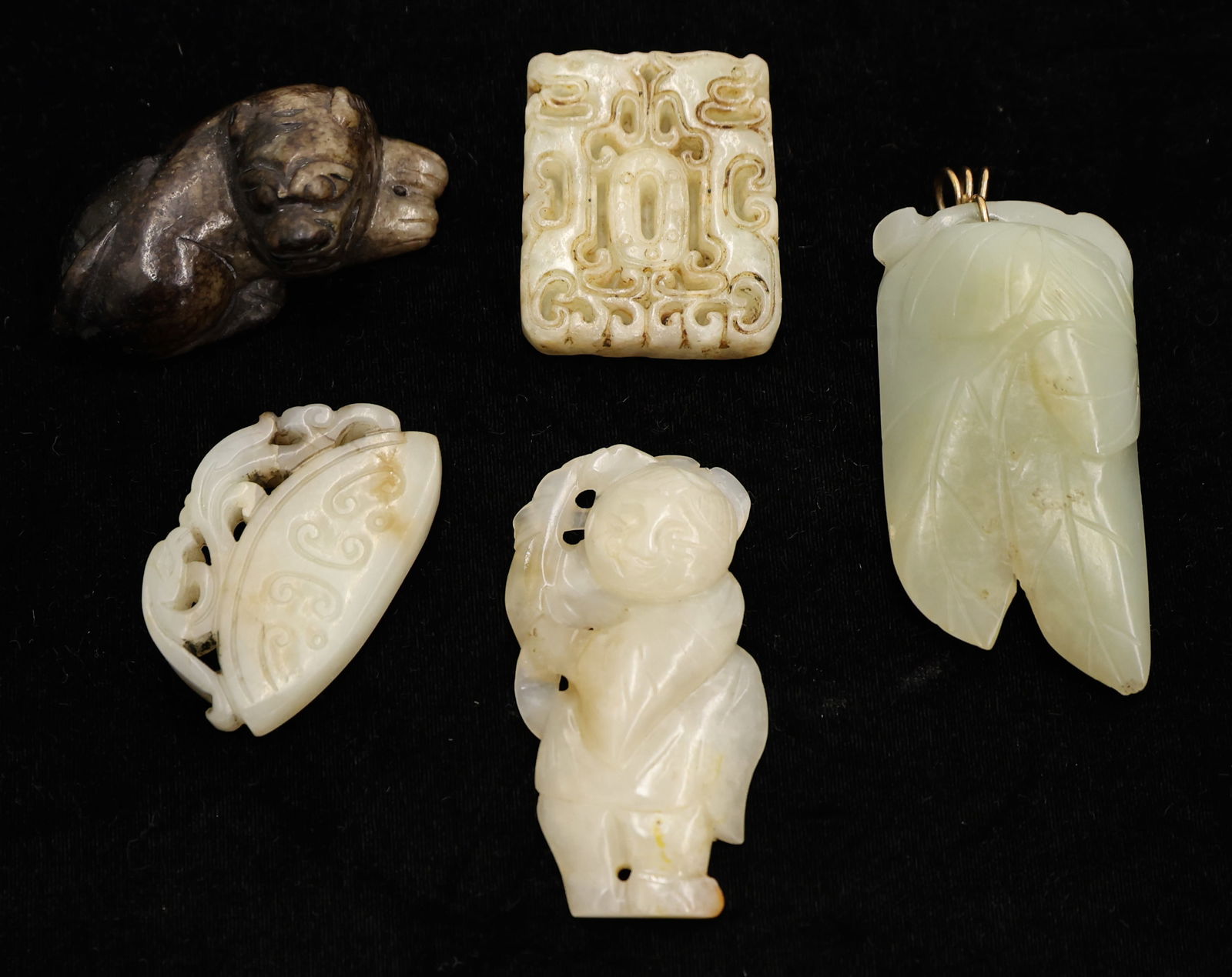 5pc Chinese Jade Figural Pendants (1 of 3)