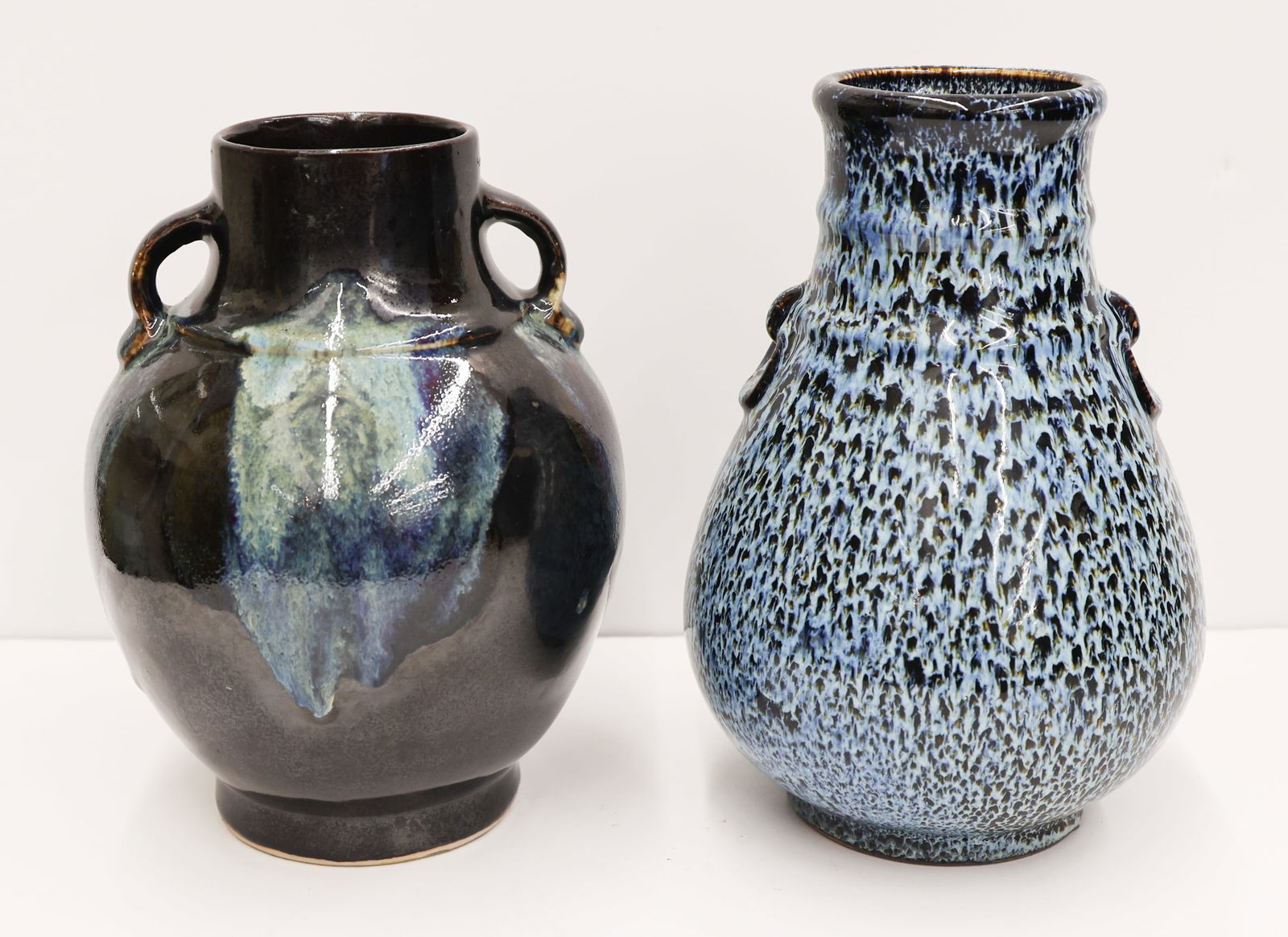 2pc Chinese Handled Pottery Vases (1 of 3)