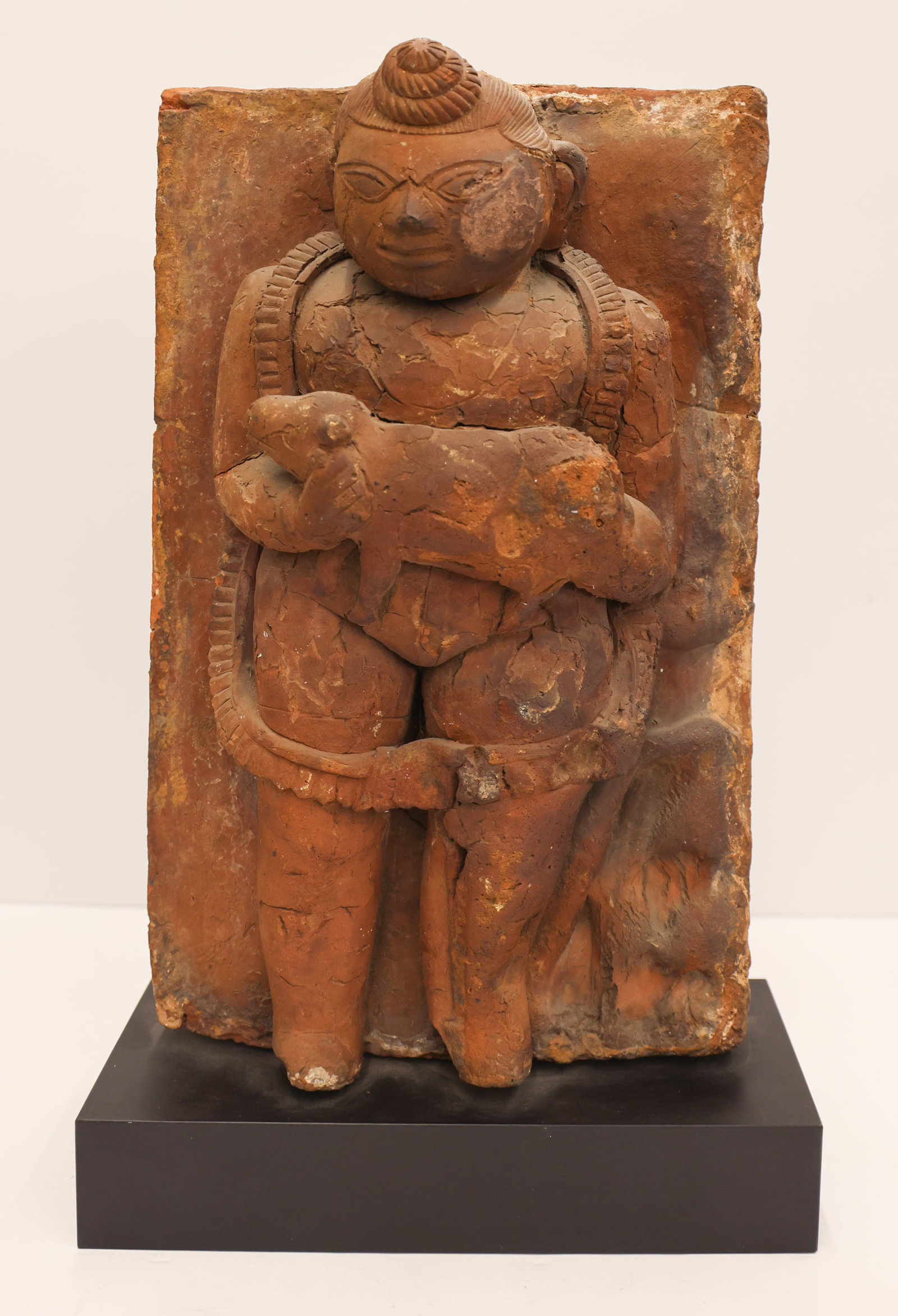 Indian Terracotta Stele of Man with Goat (1 of 3)