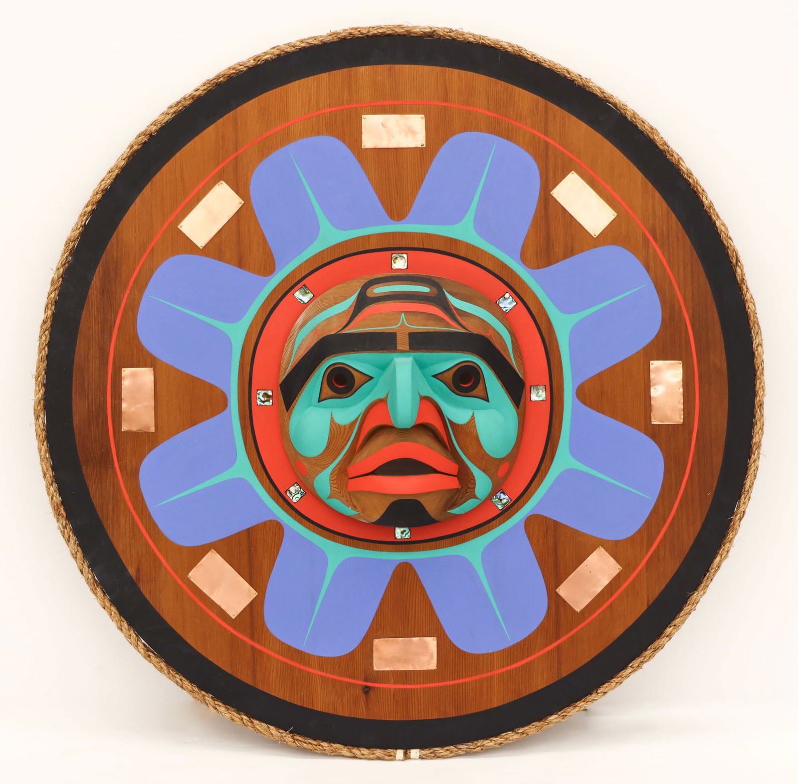 Jay Brabant ''Bella Coola Moon'' 2019 Painted Cedar Mask (1 of 3)