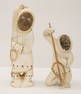 2pc Fred Nayokpuk ''Eskimo Seal Hunters'' Inlaid Whale Bone