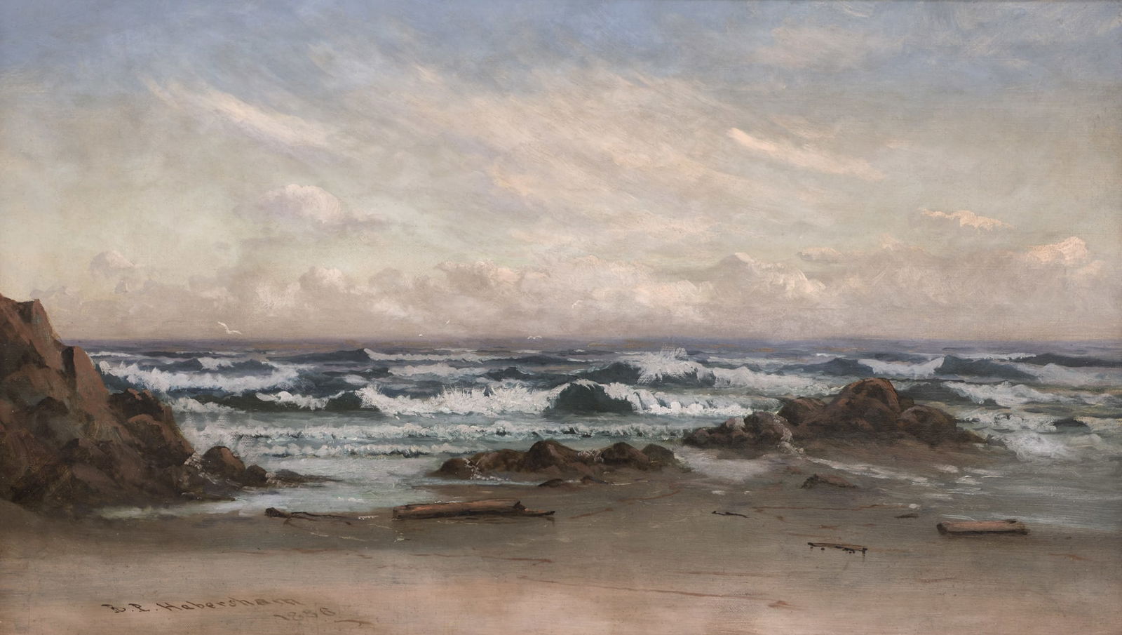 Richard P. Habersham ''Seascape'' 1886 Oil (1 of 2)