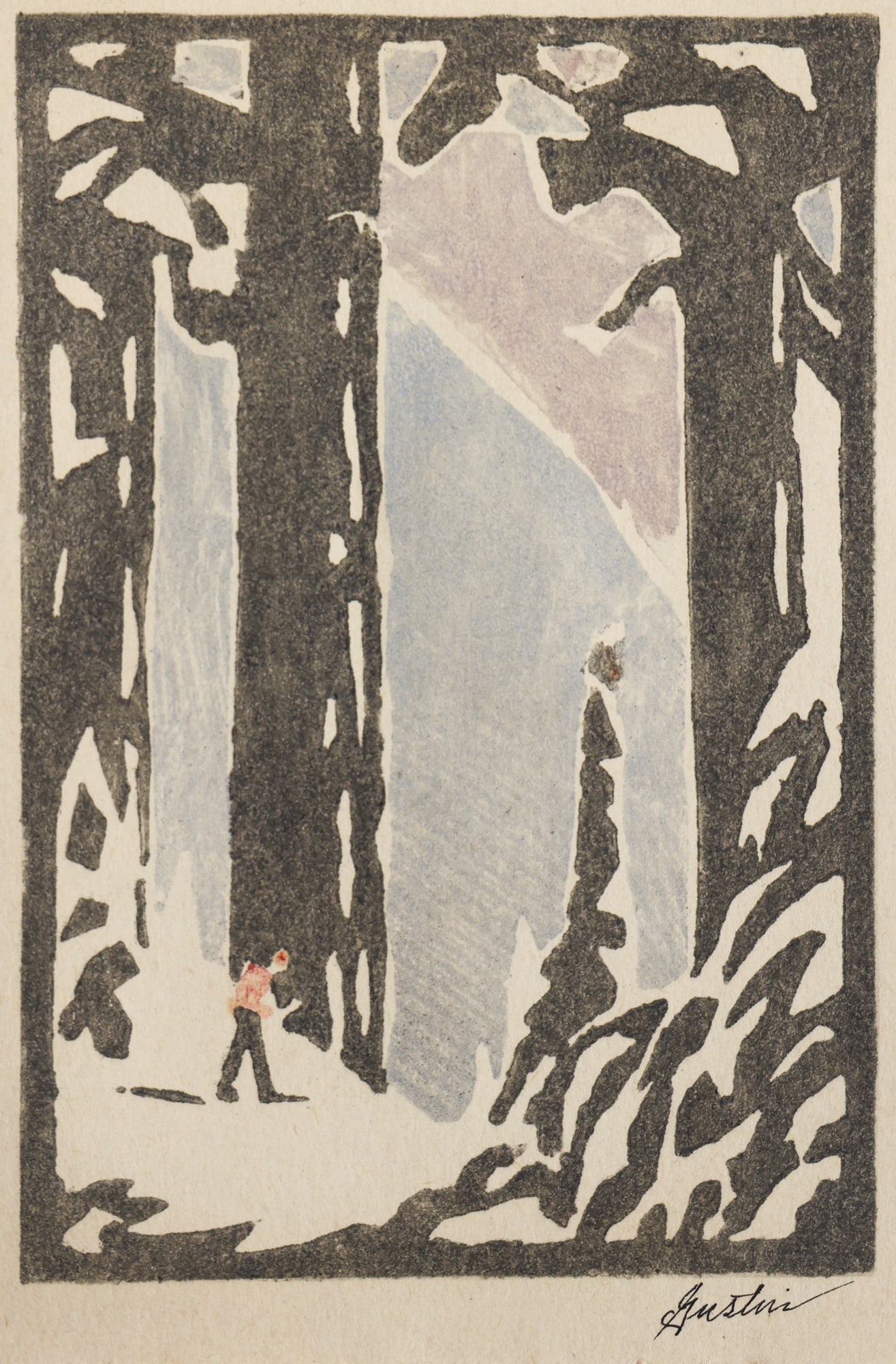 Paul Morgan Gustin ''Hills of Washington'' 1941 Color Woodcut (1 of 3)