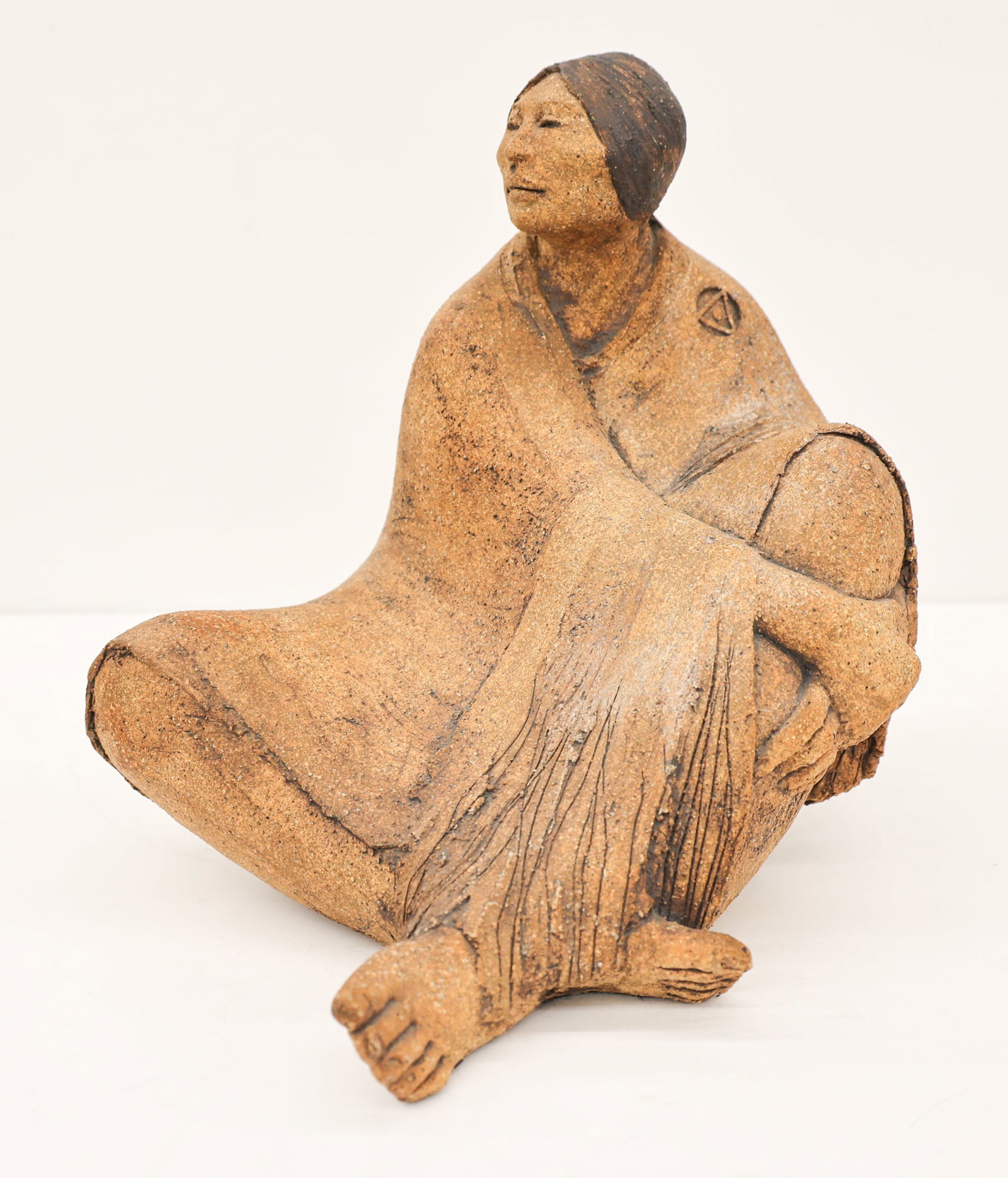 Jean Juhlin ''Sitting Woman'' Stoneware Sculpture: Jean Juhlin (b.1931 Indiana) ''Sitting Woman'' Stoneware Sculpture 10''x11''. Signed and numbered 5 of 25 edition on verso. Excellent condition.