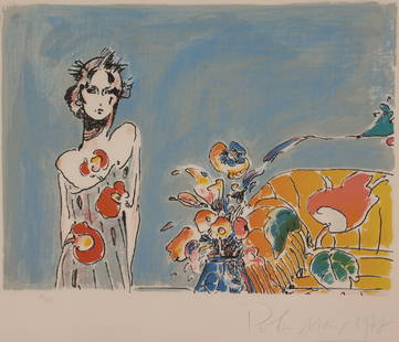 Peter Max ''Lady in Grey'' 1978 Color Lithograph: Peter Max (b.1937 American) ''Lady in Grey'' 1978 Color Lithograph 16''x20'' Image. Pencil signed and numbered 86 of 300 edition lower margin. Framed 26''x29''. Excellent condition with strong colors.