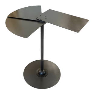 Pierre Chareau ''Eventail'' Occasional Table: Pierre Chareau (1883-1950 French) ''Eventail'' Occasional Table 26''x24.5''. Adjustable enameled steel side table. Labeled on bottom. Some scattered light surface marks from use. Circa 1980's.