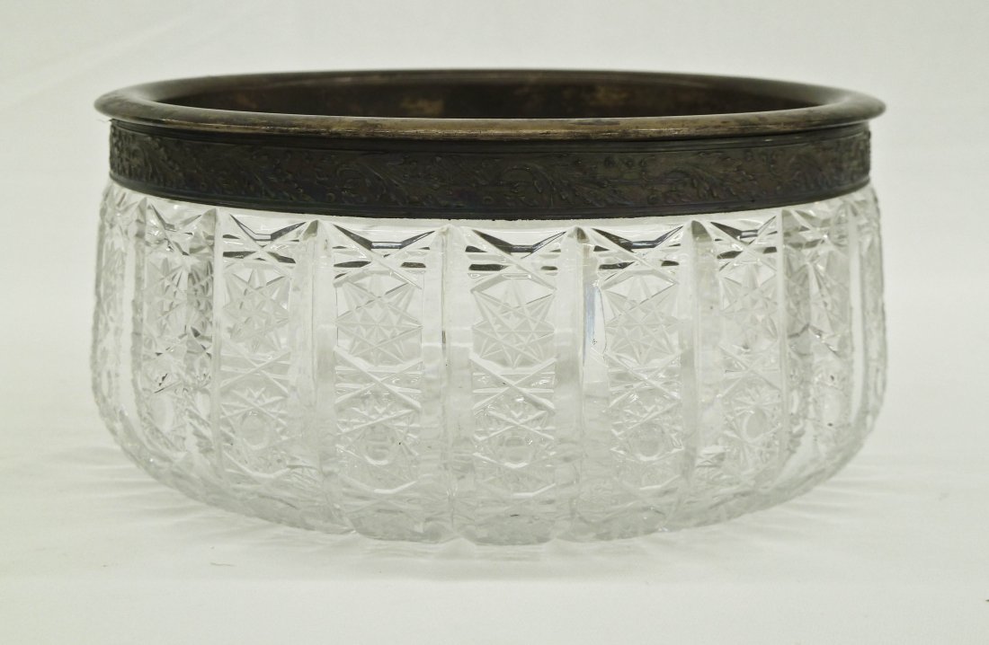 Latvian Marked 875 Silver & Cut Glass Bowl 2.75''x: Latvian Soviet Marked 875 Silver & Cut Glass Bowl 2.75''x5.5''