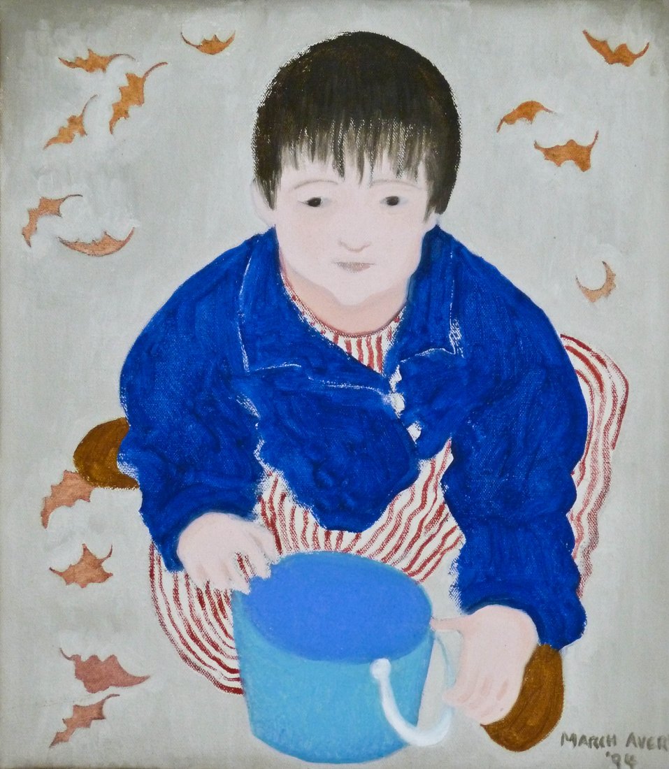 March Avery (b.1932 NY/France) ''Mattie'' Child Po: March Avery (b.1932 NY/France) ''Mattie'' Child Portrait 1994 Oil/Canvas 16''x14''