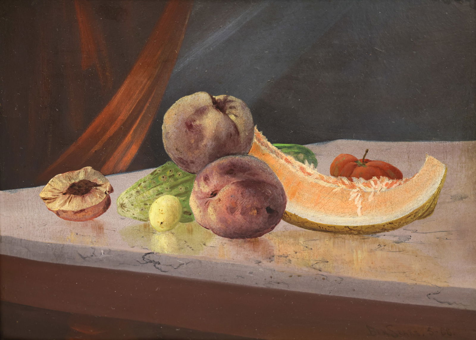 Benjamin Sears ''Fruit Still Life'' 1888 Oil (1 of 2)