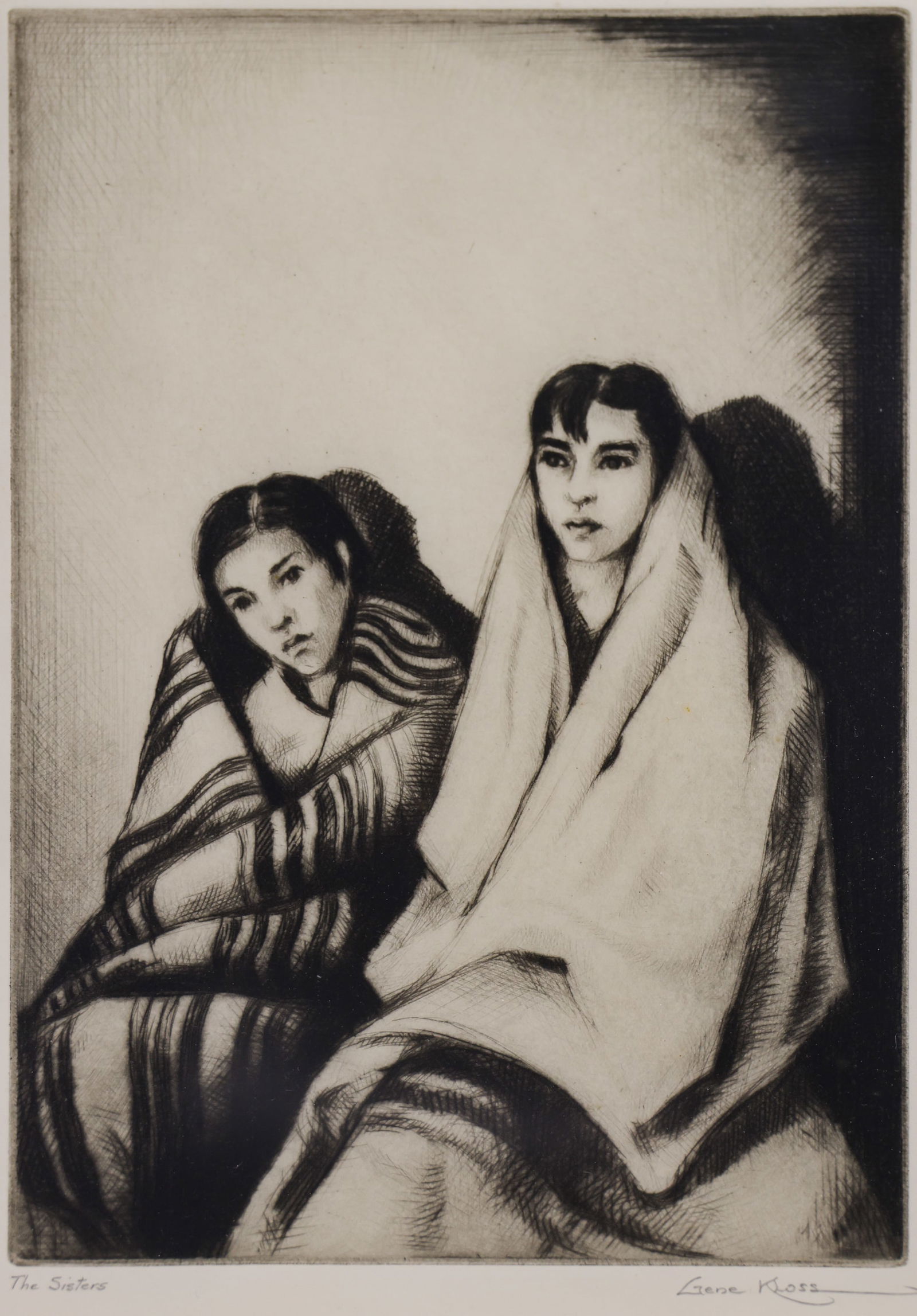 Gene Kloss ''The Sisters'' 1930's Drypoint Etching (1 of 2)