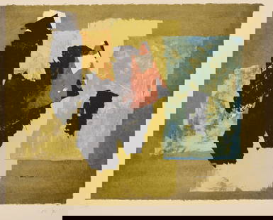 Paul Horiuchi ''Weathered by Time'' Color Lithograph: Paul Horiuchi (1906-1999 Washington) ''Weathered by Time'' Color Lithograph on Arches 30''x36'' Sheet. Initialed in pencil and numbered 101 of 195 edition lower margin. Printed by Stone Press Editions