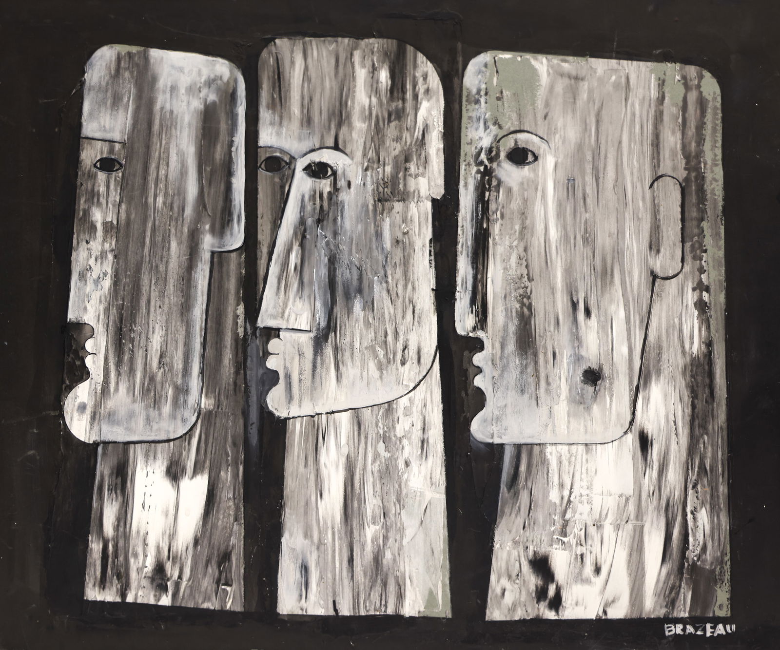 Wendell Brazeau ''Three Heads'' Acrylic (1 of 2)