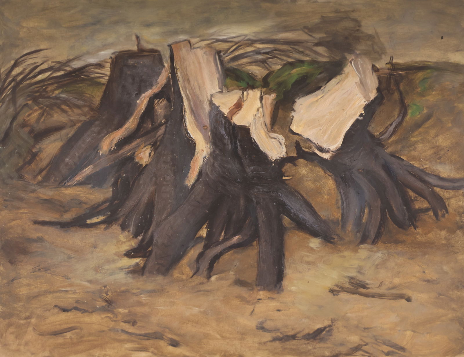 Arthur Runquist ''Four Dark Stumps'' Oil (1 of 2)