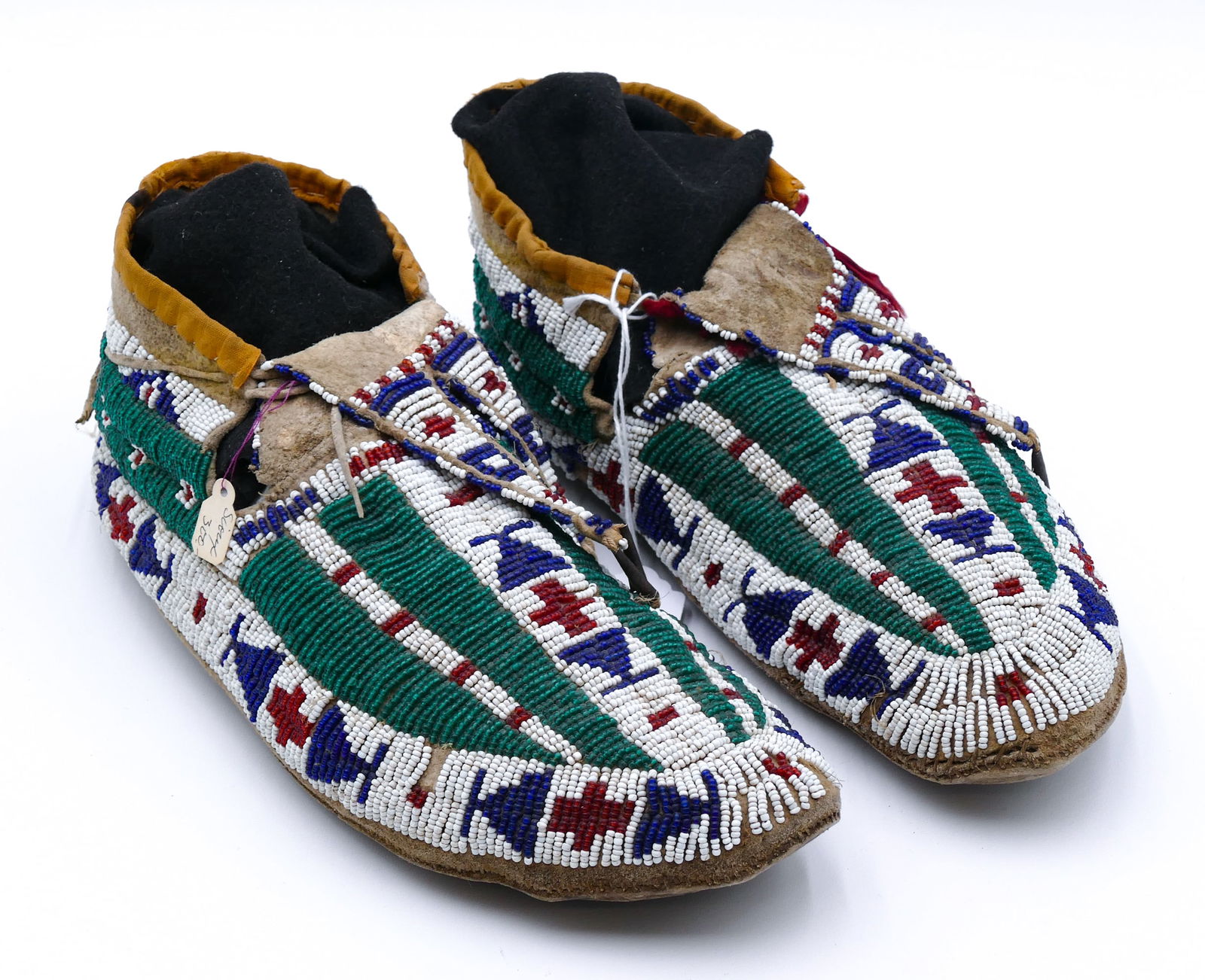 Pair Antique Sioux Plains Beaded Moccasins (1 of 3)