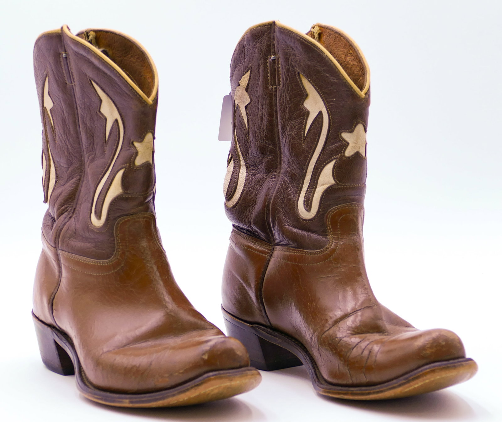 Pair Vintage Goding Ladies Cowboy Boots: Pair Vintage Goding Ladies Cowboy Boots 10''x10''. Labeled on interior. Some scattered wear from use.