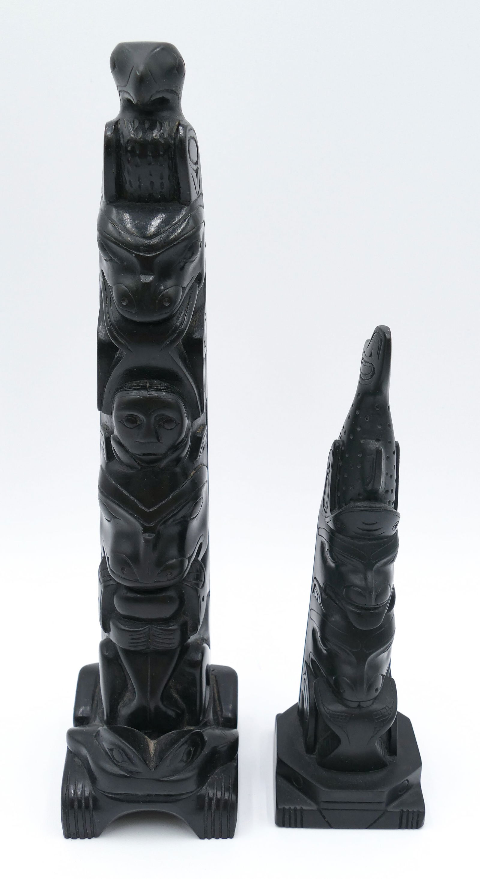 2pc Northwest Coast Argillite Totem Pole Models (1 of 4)
