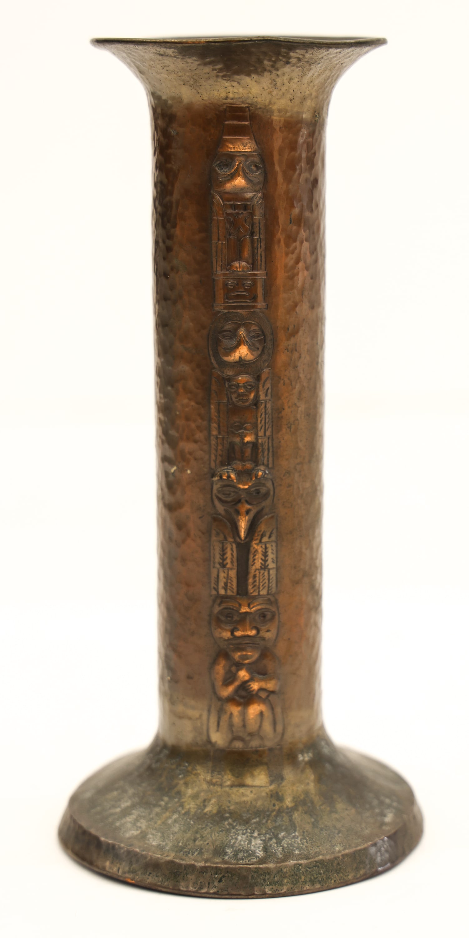 Antique Alaskan Copper Repousse Totem Vase (1 of 3)