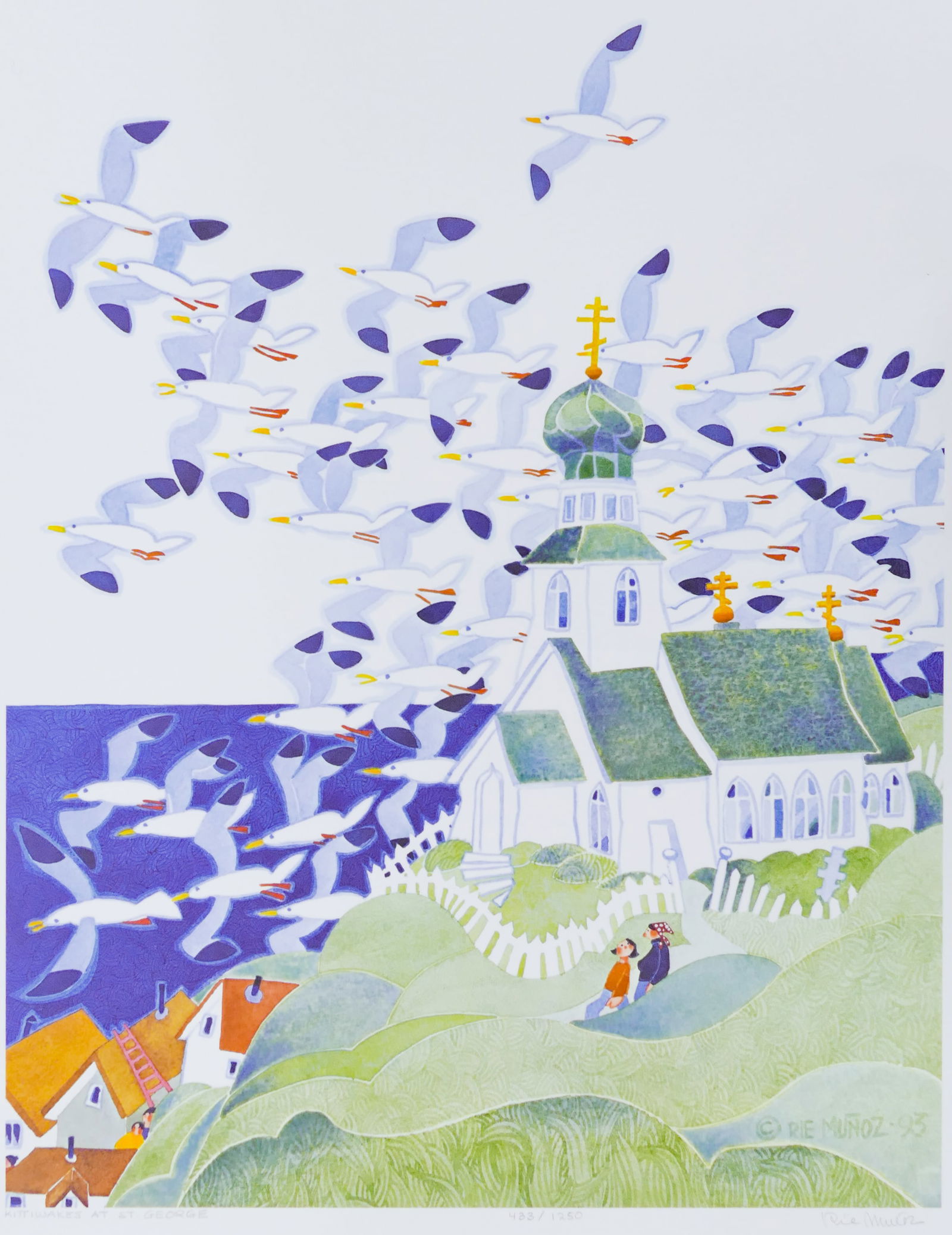 Rie Munoz ''Kittiwakes At St. George'' 1993 Signed (1 of 2)