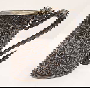 Leeching Chinese Export Silver Dragon Mug