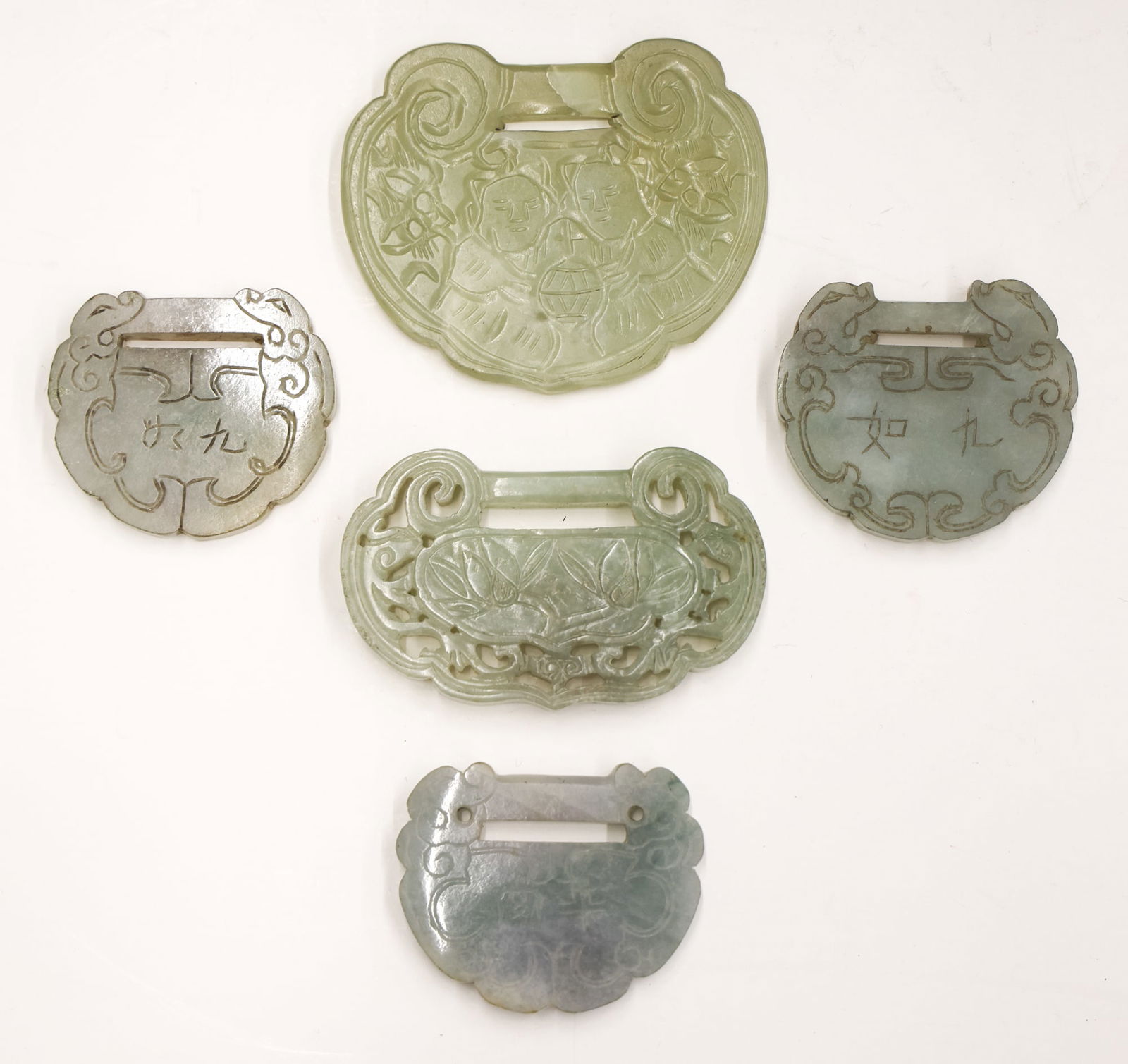5pc Chinese Jade Lock Pendants (1 of 2)