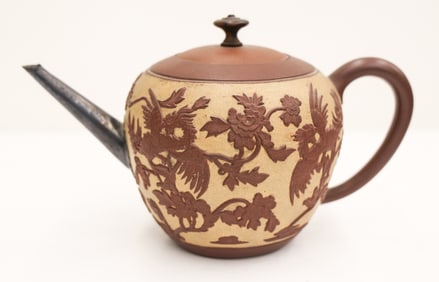 Chinese Export Yixing Silver Mounted Teapot