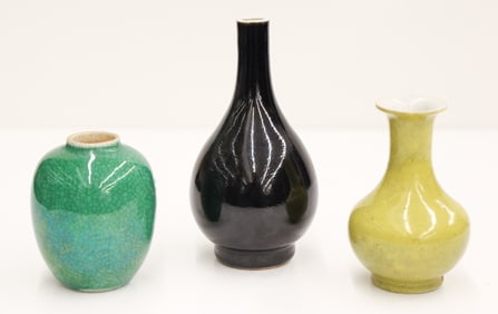 3pc Chinese Monochrome Porcelain Small Vases