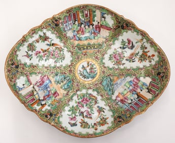 Chinese Rose Canton Quatrefoil Large Dish