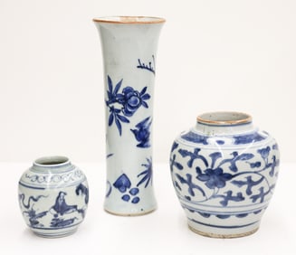 3pc Chinese Ming Transitional Porcelain