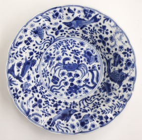 Chinese Kangxi Blue & White Crab Dish
