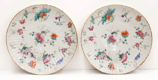 Pair Chinese Porcelain Cricket Plates
